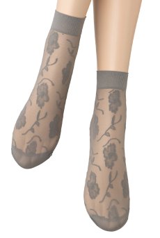 画像4: FIORE Socks grey  | ショートストッキング・花柄・グレー | Veneziana ベネチアナ【即日発送・サイズ交換NG】※2足までメール便対象※  (4)