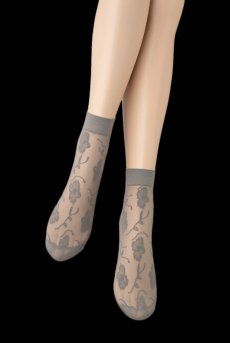 画像5: FIORE Socks grey  | ショートストッキング・花柄・グレー | Veneziana ベネチアナ【即日発送・サイズ交換NG】※2足までメール便対象※  (5)