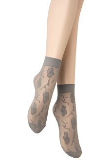 画像6: FIORE Socks grey  | ショートストッキング・花柄・グレー | Veneziana ベネチアナ【即日発送・サイズ交換NG】※2足までメール便対象※  (6)