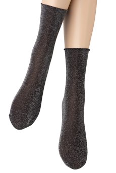 画像4: FLAVIA Socks nero argento  | ショートストッキング・ラメ・ブラック×シルバー | Veneziana ベネチアナ【即日発送・サイズ交換NG】※2足までメール便対象※  (4)