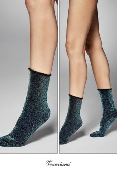 画像2: FLAVIA Socks ottanlo  | ショートストッキング・ラメ・ブルー | Veneziana ベネチアナ【即日発送・サイズ交換NG】※2足までメール便対象※  (2)