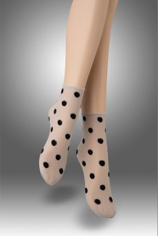 画像1: KYLIE Socks argento  | ショートストッキング・ドット柄・グレー×ブラック | Veneziana ベネチアナ【即日発送・サイズ交換NG】※2足までメール便対象※  (1)