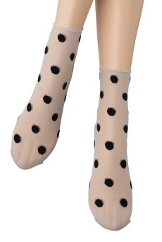 画像4: KYLIE Socks argento  | ショートストッキング・ドット柄・グレー×ブラック | Veneziana ベネチアナ【即日発送・サイズ交換NG】※2足までメール便対象※  (4)