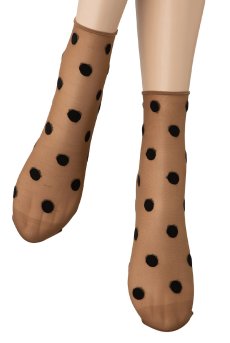 画像4: KYLIE Socks daino  | ショートストッキング・ドット柄・ブラウン×ブラック | Veneziana ベネチアナ【即日発送・サイズ交換NG】※2足までメール便対象※  (4)