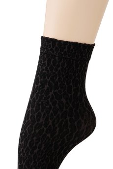 画像4: LEOPARDO Socks grey  | ショートストッキング・レオパード柄・グレー×ブラック | Veneziana ベネチアナ【即日発送・サイズ交換NG】※2足までメール便対象※  (4)