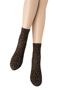 画像3: LEOPARDO Socks beige  | ショートストッキング・レオパード柄・ベージュ×ブラック | Veneziana ベネチアナ【即日発送・サイズ交換NG】※2足までメール便対象※  (3)