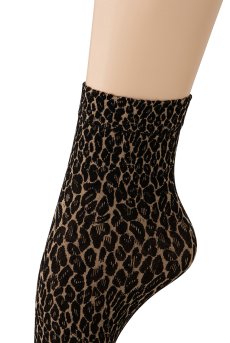 画像4: LEOPARDO Socks beige  | ショートストッキング・レオパード柄・ベージュ×ブラック | Veneziana ベネチアナ【即日発送・サイズ交換NG】※2足までメール便対象※  (4)