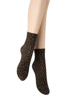 画像5: LEOPARDO Socks beige  | ショートストッキング・レオパード柄・ベージュ×ブラック | Veneziana ベネチアナ【即日発送・サイズ交換NG】※2足までメール便対象※  (5)