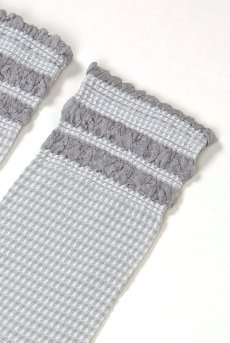 画像6: LISETTA Socks argento  | ショートストッキング・チェック柄・フリル・グレー×ホワイト | Veneziana ベネチアナ【即日発送・サイズ交換NG】※2足までメール便対象※  (6)