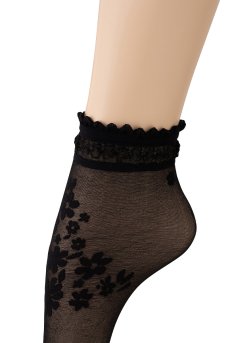 画像3: MAXIMA Socks nero  | ショートストッキング・花柄・ブラック | Veneziana ベネチアナ【即日発送・サイズ交換NG】※2足までメール便対象※  (3)