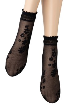 画像4: MAXIMA Socks nero  | ショートストッキング・花柄・ブラック | Veneziana ベネチアナ【即日発送・サイズ交換NG】※2足までメール便対象※  (4)