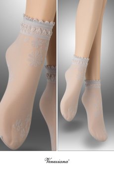 画像2: MAXIMA Socks argento  | ショートストッキング・花柄・グレー | Veneziana ベネチアナ【即日発送・サイズ交換NG】※2足までメール便対象※  (2)