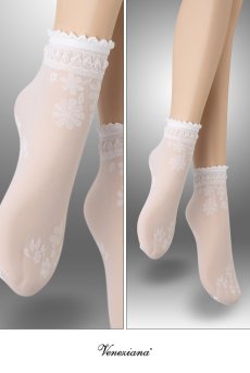 画像2: MAXIMA Socks bianco  | ショートストッキング・花柄・ホワイト | Veneziana ベネチアナ【即日発送・サイズ交換NG】※2足までメール便対象※  (2)