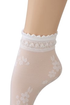 画像3: MAXIMA Socks bianco  | ショートストッキング・花柄・ホワイト | Veneziana ベネチアナ【即日発送・サイズ交換NG】※2足までメール便対象※  (3)