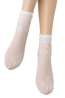 画像4: MAXIMA Socks bianco  | ショートストッキング・花柄・ホワイト | Veneziana ベネチアナ【即日発送・サイズ交換NG】※2足までメール便対象※  (4)