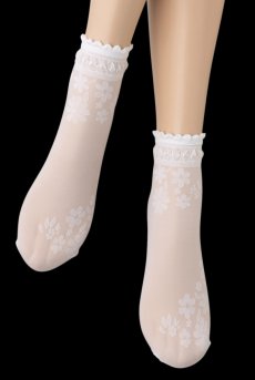 画像5: MAXIMA Socks bianco  | ショートストッキング・花柄・ホワイト | Veneziana ベネチアナ【即日発送・サイズ交換NG】※2足までメール便対象※  (5)