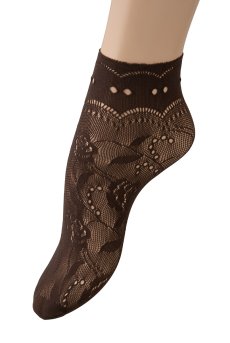 画像3: MILANO Socks cappucino  | ショートストッキング・花柄・網・ブラウン | Veneziana ベネチアナ【即日発送・サイズ交換NG】※2足までメール便対象※  (3)