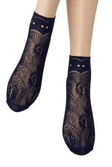 画像4: MILANO Socks marine  | ショートストッキング・花柄・網・ネイビー | Veneziana ベネチアナ【即日発送・サイズ交換NG】※2足までメール便対象※  (4)