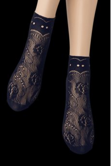 画像5: MILANO Socks marine  | ショートストッキング・花柄・網・ネイビー | Veneziana ベネチアナ【即日発送・サイズ交換NG】※2足までメール便対象※  (5)