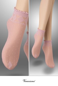 画像2: MONICA Socks rosa  | ショートストッキング・花柄・ピンク | Veneziana ベネチアナ【即日発送・サイズ交換NG】※2足までメール便対象※  (2)