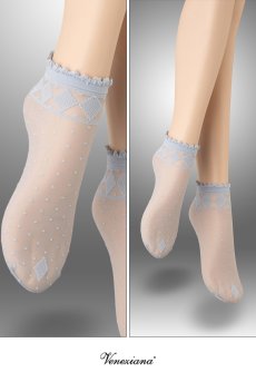 画像2: MONICA Socks blu  | ショートストッキング・花柄・ブルー | Veneziana ベネチアナ【即日発送・サイズ交換NG】※2足までメール便対象※  (2)