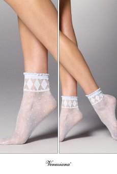 画像2: MONICA Socks azzuro  | ショートストッキング・花柄・ライトブルー | Veneziana ベネチアナ【即日発送・サイズ交換NG】※2足までメール便対象※  (2)