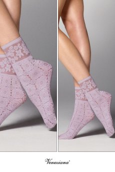 画像2: SALMA Socks lilla  | ショートストッキング・花柄・ラベンダー | Veneziana ベネチアナ【即日発送・サイズ交換NG】※2足までメール便対象※  (2)