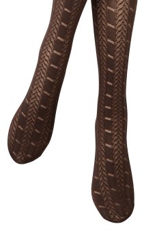 画像4: PETRA High Socks cappucino  | ハイソックス・ストライプ・メッシュ・ブラウン | Veneziana ベネチアナ【即日発送・サイズ交換NG】※2足までメール便対象※  (4)