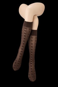 画像5: PETRA High Socks cappucino  | ハイソックス・ストライプ・メッシュ・ブラウン | Veneziana ベネチアナ【即日発送・サイズ交換NG】※2足までメール便対象※  (5)