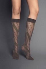 SPIGA LUREX High cappucino  | ハイソックス・ストライプ・ブラウン×ゴールド | Veneziana ベネチアナ【即日発送・サイズ交換NG】※2足までメール便対象※ 