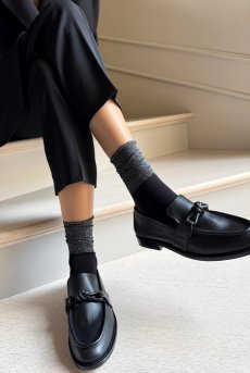 画像6: JASMINE-nero-argento  | ショートストッキング・ブラック×シルバー | Veneziana ベネチアナ【即日発送・サイズ交換NG】※2足までメール便対象※  (6)