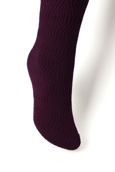 画像4: BOCARO 60 Zak vine  | ニーハイタイツ・幾何学模様・ワインレッド・60デニール | Veneziana ベネチアナ【即日発送・サイズ交換NG・メール便対象】  (4)
