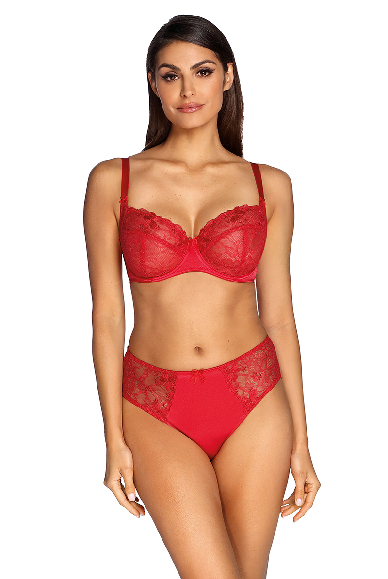 Ewa bien エヴァビアン 一枚レースブラ AISHA red B104　モデル画像