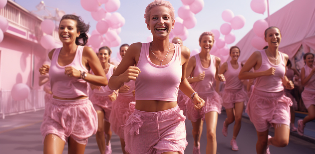5kmのラン&ランニングではピンク衣服を身に着けて走る