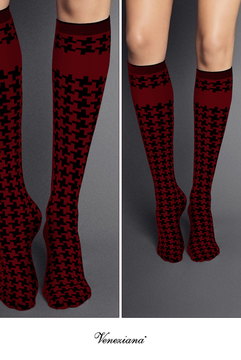 ベネチアナ FELICITA High-Socks nero-bordeaux