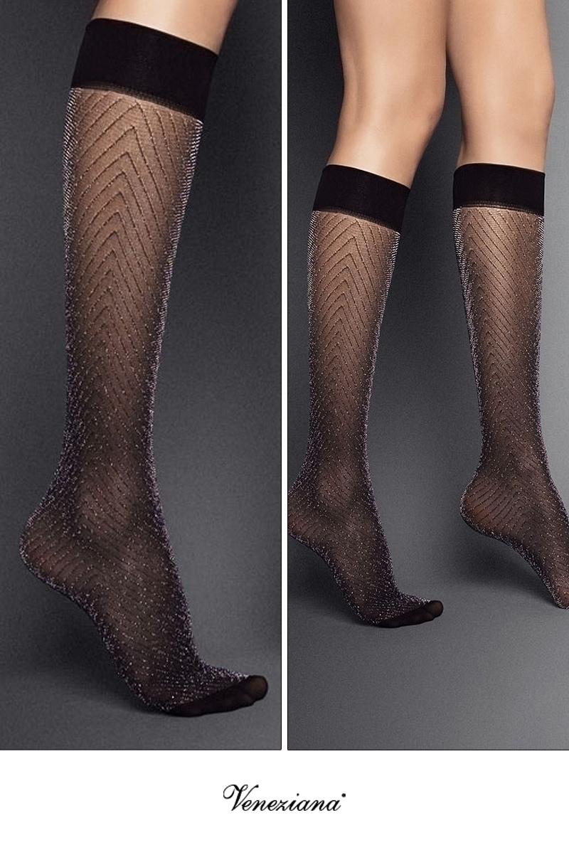 ベネチアナ JACKIE LUREX High-Socks nero