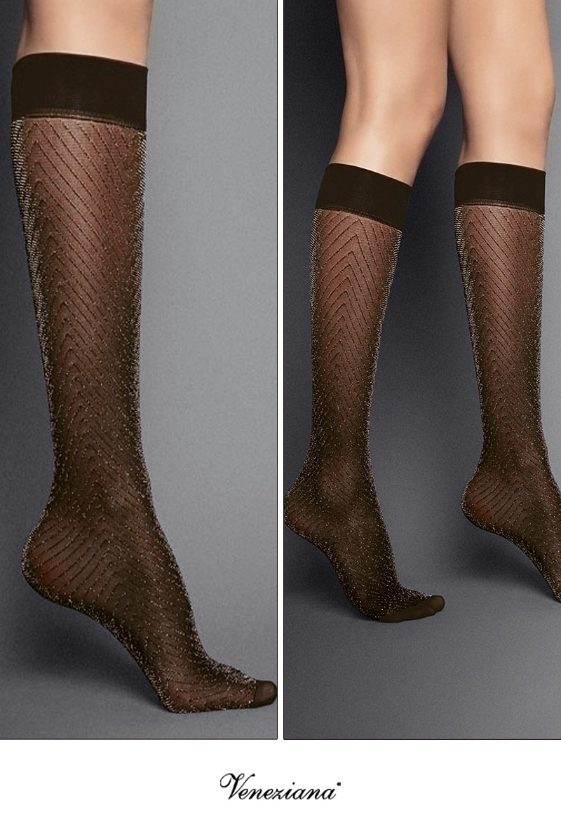 ベネチアナ　JACKIE LUREX High-Socks cappucino