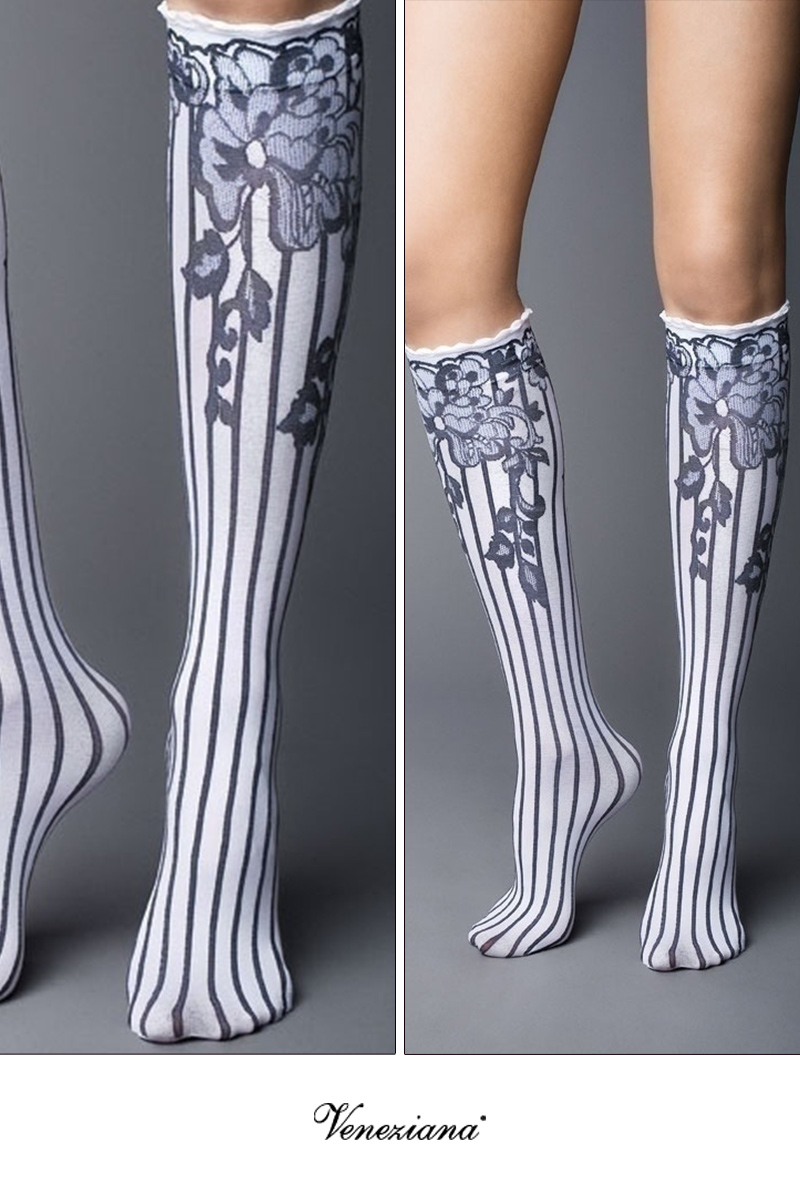 ベネチアナ YVONNE High-Socks bianco-nero