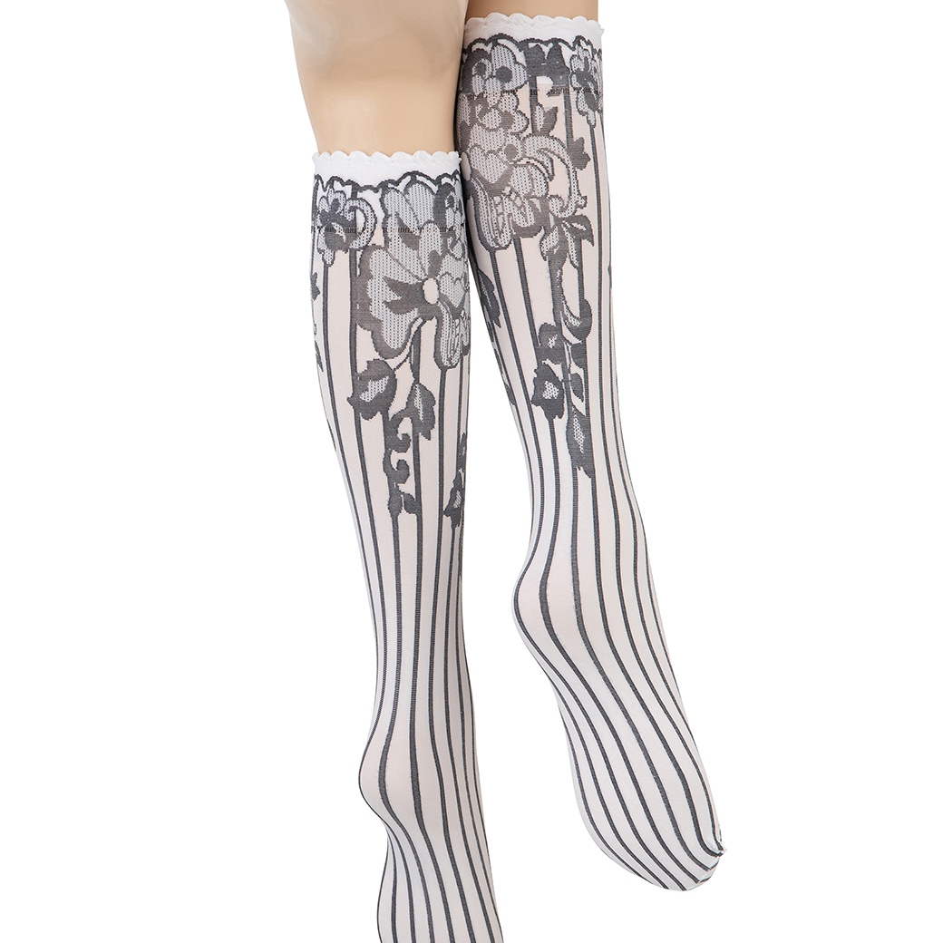 ベネチアナ　YVONNE High-Socks bianco-nero