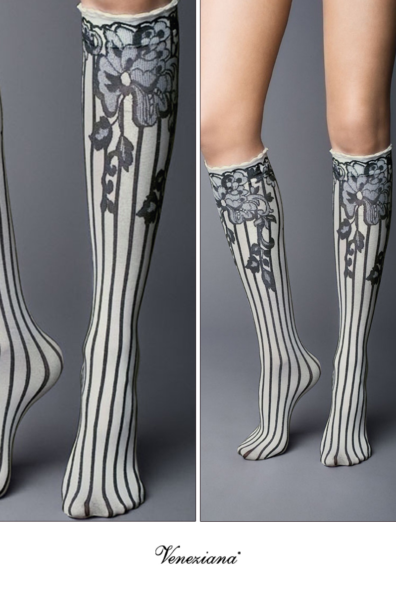 ベネチアナ YVONNE High-Socks panna-nero