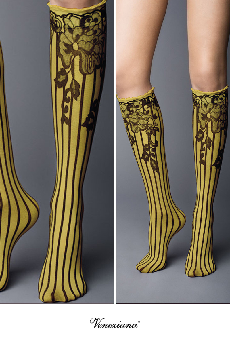 ベネチアナ YVONNE High-Socks limone-nero