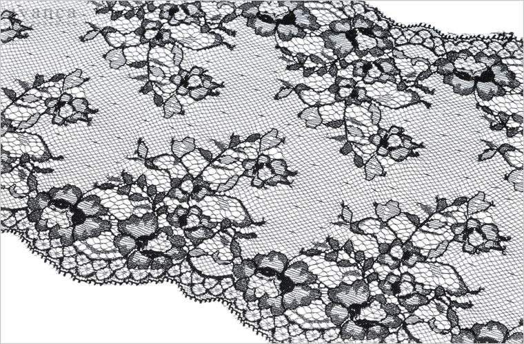 伸び伸びと咲き乱れる花々が美しいデリケートなレース素材です。伸縮性のあるレースが素肌に優しくフィットします。