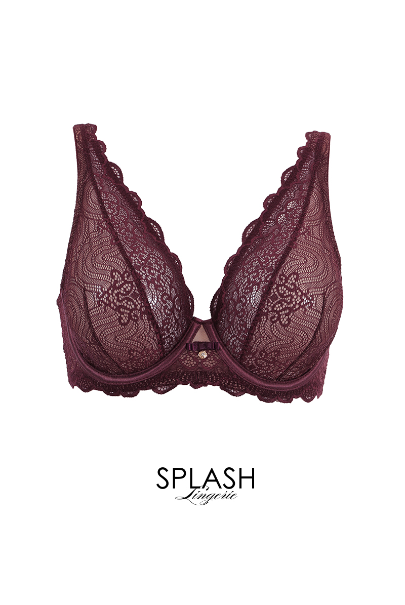 MARIBEL cherry B862 | ブラレット・フルカップ・パッドなし・ワイヤーブラ・一枚レース・大きいサイズ・バイオレット | ewabien エヴァビアン【サイズ交換OK・メール便対象】 輸入下着・高級ランジェリー