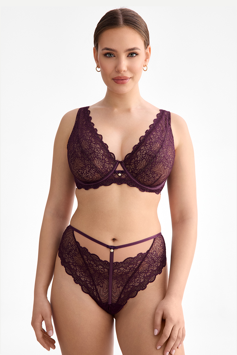 画像4: MARIBEL cherry B862 | ブラレット・フルカップ・パッドなし・ワイヤーブラ・一枚レース・大きいサイズ・バイオレット | ewabien エヴァビアン【サイズ交換OK・メール便対象】 輸入下着・高級ランジェリー  (4)