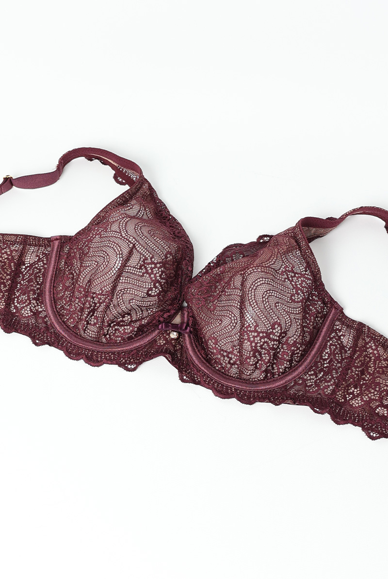 画像8: MARIBEL cherry B862 | ブラレット・フルカップ・パッドなし・ワイヤーブラ・一枚レース・大きいサイズ・バイオレット | ewabien エヴァビアン【サイズ交換OK・メール便対象】 輸入下着・高級ランジェリー  (8)