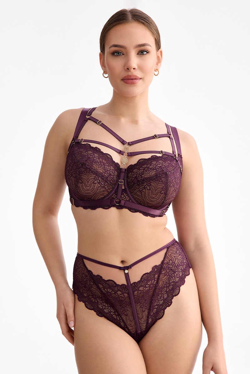 画像5: MARIBEL cherry-HN |ボディハーネス・バイオレット | ewabien エヴァビアン【サイズ交換NG・メール便対象】輸入下着・高級ランジェリー  (5)