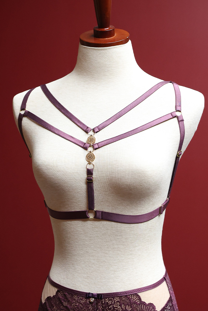 画像11: MARIBEL cherry-HN |ボディハーネス・バイオレット | ewabien エヴァビアン【サイズ交換NG・メール便対象】輸入下着・高級ランジェリー  (11)