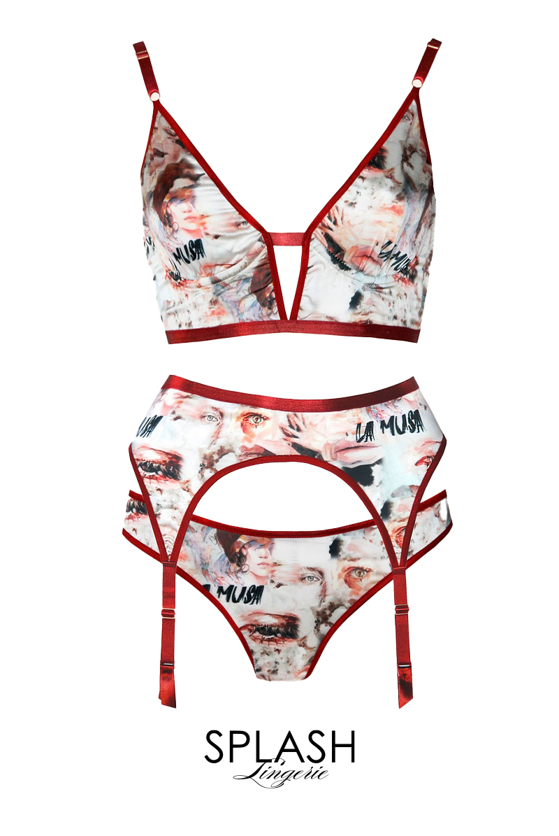 画像1: 【サンプル特別価格】Playful Red Set|ワイヤー入りブラ&ショーツ&ガーターベルトセット|ギフトBOX入り|西洋絵画・未発表モデル・サンプル・見本品|LA MUSA ラミューザ【即日発送・サイズ交換NG】輸入下着・ 高級ランジェリー   (1)