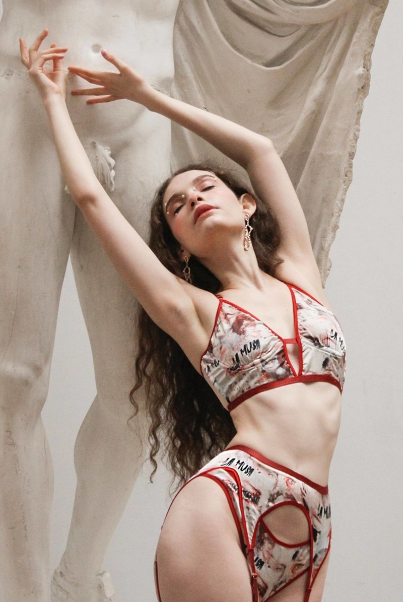 画像4: 【サンプル特別価格】Playful Red Set|ワイヤー入りブラ&ショーツ&ガーターベルトセット|ギフトBOX入り|西洋絵画・未発表モデル・サンプル・見本品|LA MUSA ラミューザ【即日発送・サイズ交換NG】輸入下着・ 高級ランジェリー   (4)