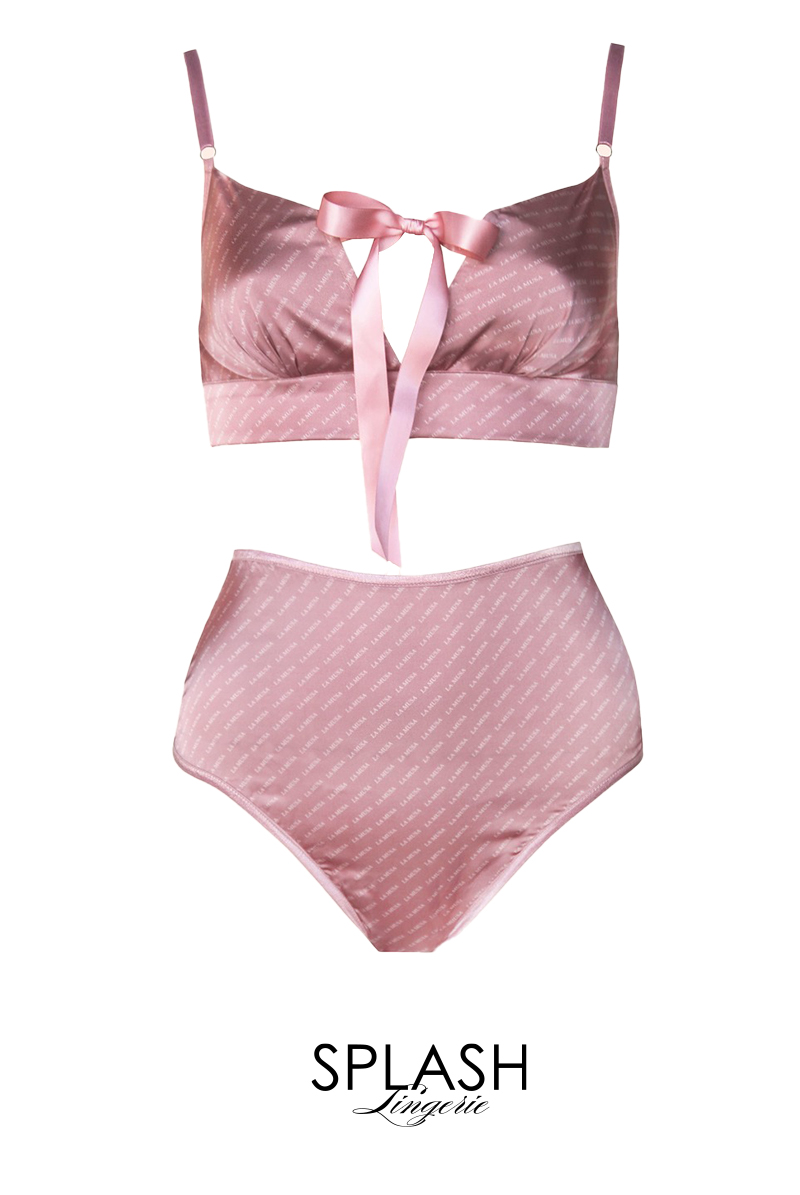 画像1: 【サンプル特別価格】Peonie Set|ブラレット&ハイウエストショーツセット・ノンパテッドブラ|ギフトBOX入り|LA MUSAアイコンプリント・未発表モデル・サンプル・見本品|LA MUSA ラミューザ【即日発送・サイズ交換NG】輸入下着・ 高級ランジェリー   (1)